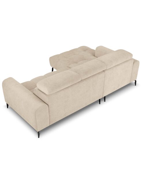 Canapé d'angle gauche velours nico 4 places beige - 253x164x100 cm