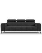 Canapé velours Nico 3 places gris foncé - 234x108x100 cm
