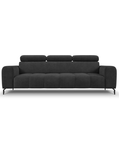 Canapé velours Nico 3 places gris foncé - 234x108x100 cm