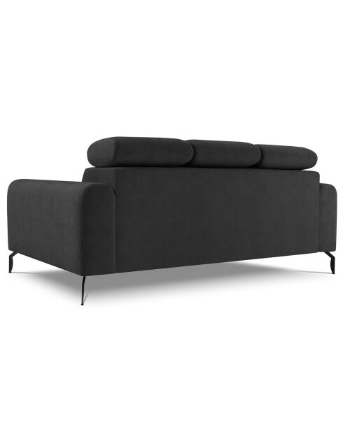 Canapé velours Nico 3 places gris foncé - 234x108x100 cm