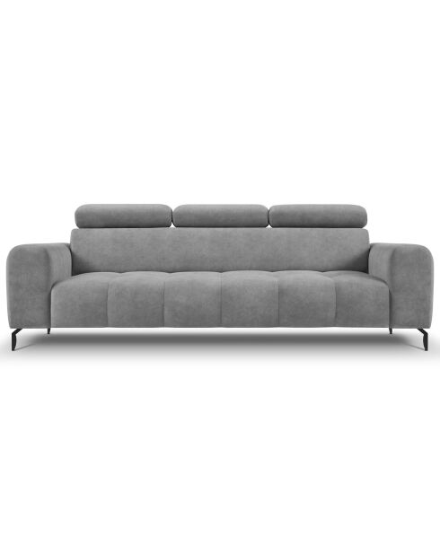 Canapé velours Nico 3 places gris - 234x108x100 cm