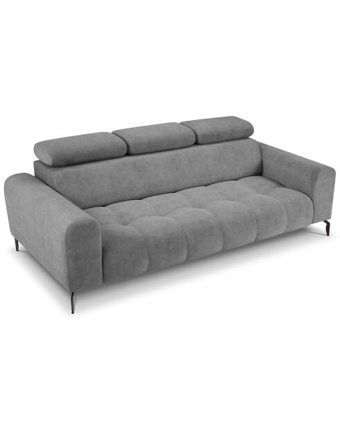 Canapé velours Nico 3 places gris - 234x108x100 cm