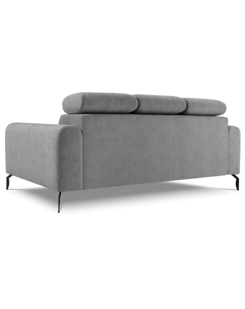 Canapé velours Nico 3 places gris - 234x108x100 cm
