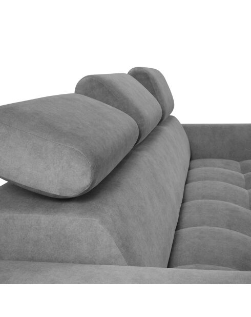 Canapé velours Nico 3 places gris - 234x108x100 cm