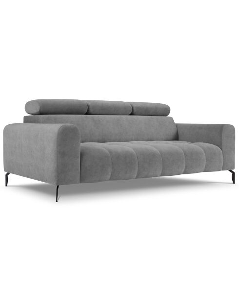 Canapé velours Nico 3 places gris - 234x108x100 cm