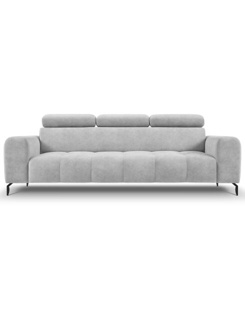 Canapé velours Nico 3 places gris clair - 234x108x100 cm
