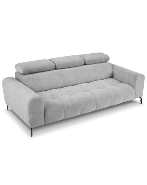 Canapé velours Nico 3 places gris clair - 234x108x100 cm
