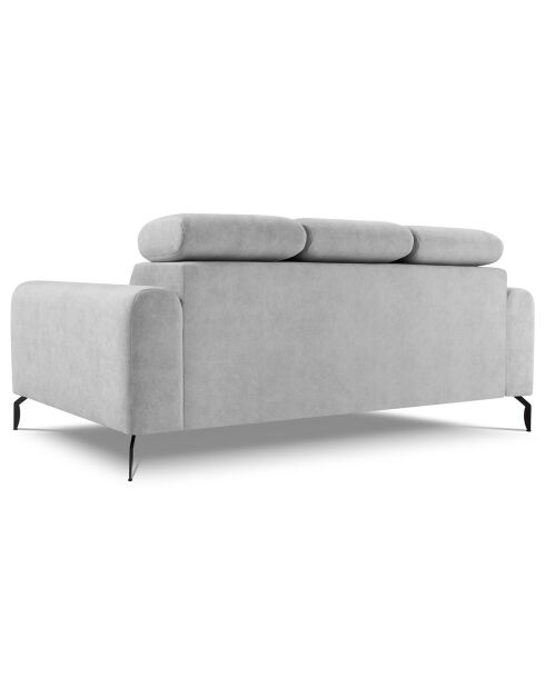 Canapé velours Nico 3 places gris clair - 234x108x100 cm
