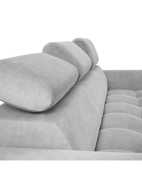 Canapé velours Nico 3 places gris clair - 234x108x100 cm