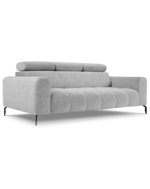 Canapé velours Nico 3 places gris clair - 234x108x100 cm