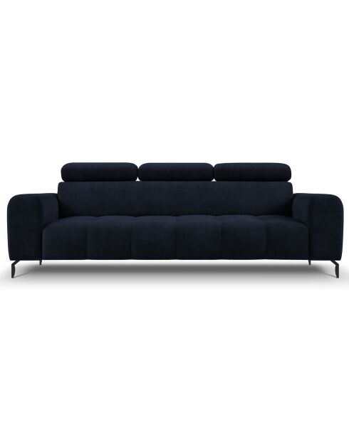 Canapé velours Nico 3 places bleu foncé - 234x108x100 cm