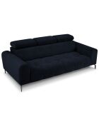 Canapé velours Nico 3 places bleu foncé - 234x108x100 cm