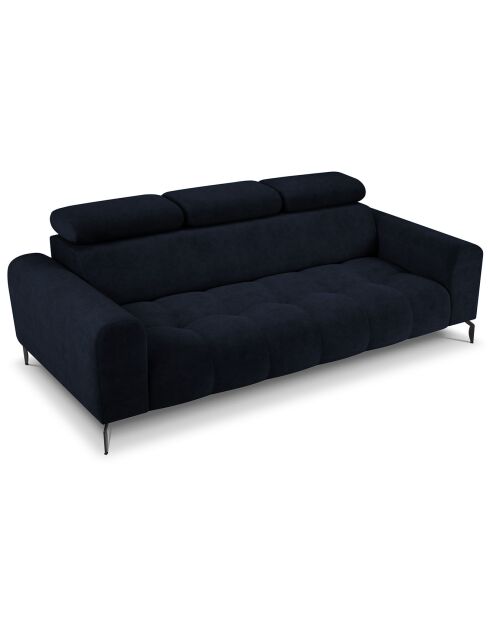 Canapé velours Nico 3 places bleu foncé - 234x108x100 cm