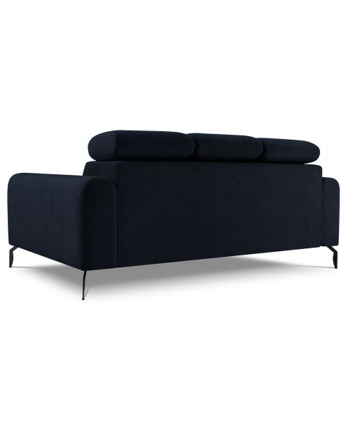 Canapé velours Nico 3 places bleu foncé - 234x108x100 cm