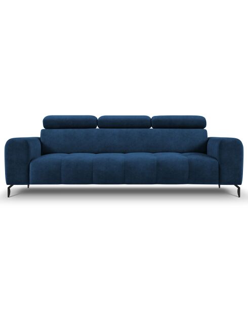 Canapé velours Nico 3 places bleu - 234x108x100 cm