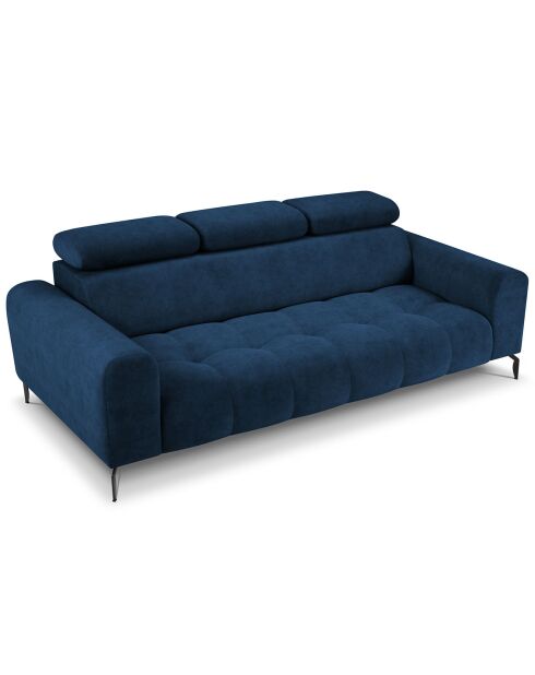 Canapé velours Nico 3 places bleu - 234x108x100 cm