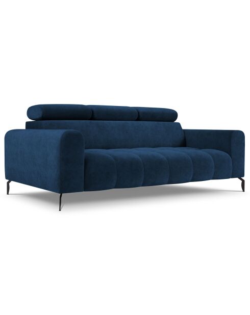 Canapé velours Nico 3 places bleu - 234x108x100 cm