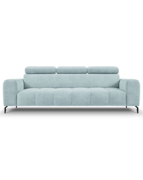 Canapé velours Nico 3 places bleu clair - 234x108x100 cm