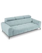 Canapé velours Nico 3 places bleu clair - 234x108x100 cm
