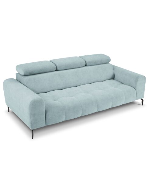 Canapé velours Nico 3 places bleu clair - 234x108x100 cm