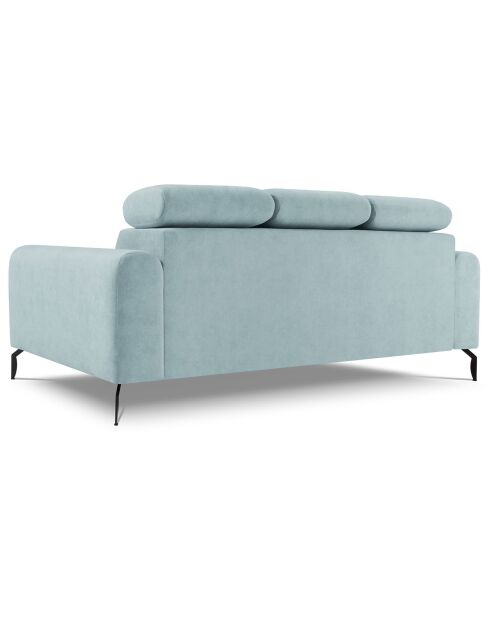 Canapé velours Nico 3 places bleu clair - 234x108x100 cm