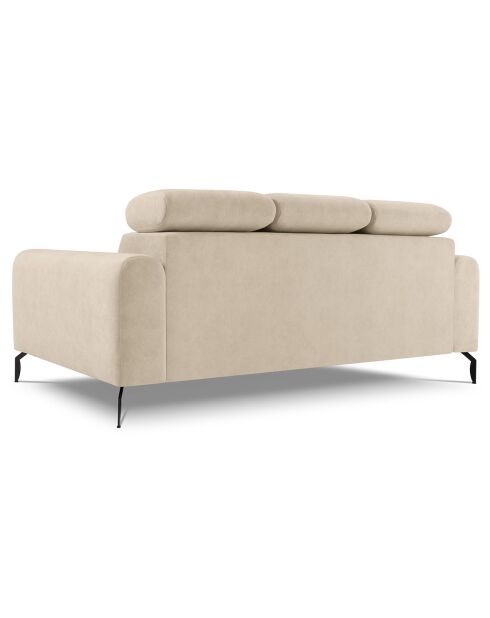 Canapé velours Nico 3 places beige - 234x108x100 cm