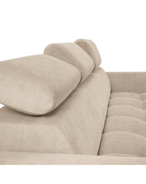 Canapé velours Nico 3 places beige - 234x108x100 cm