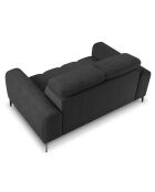 Canapé velours Nico 2 places gris foncé - 170x108x100 cm
