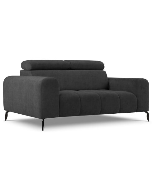 Canapé velours Nico 2 places gris foncé - 170x108x100 cm