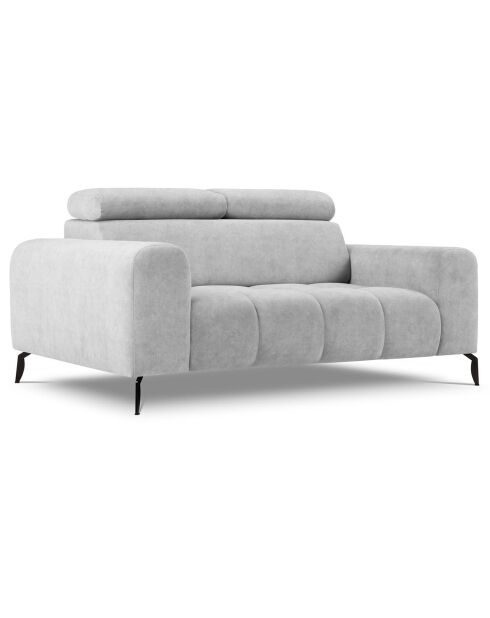 Canapé velours Nico 2 places gris clair - 170x108x100 cm