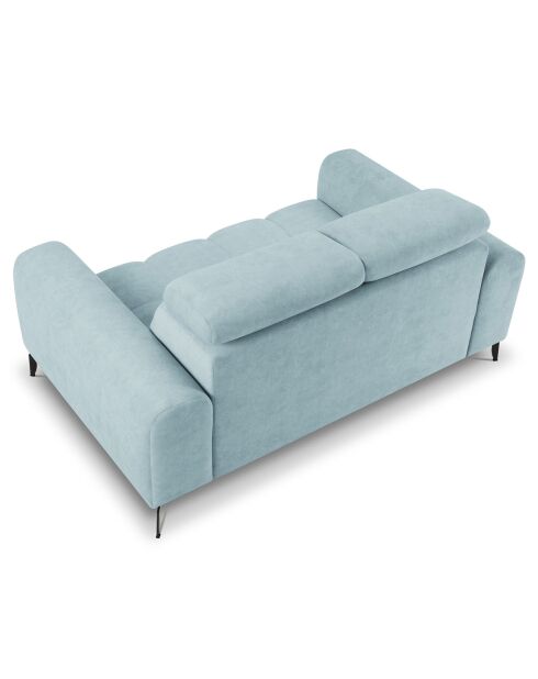 Canapé velours Nico 2 places bleu clair - 170x108x100 cm