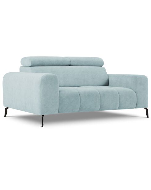 Canapé velours Nico 2 places bleu clair - 170x108x100 cm