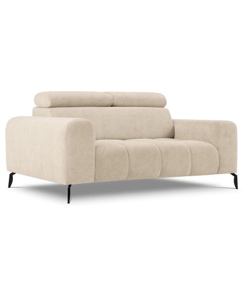 Canapé velours Nico 2 places beige - 170x108x100 cm