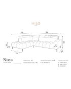 Canapé d'angle gauche velours nico 5 places gris foncé - 340x195x100 cm