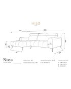 Canapé d'angle gauche velours nico 4 places beige - 253x164x100 cm
