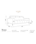 Canapé velours Nico 3 places bleu foncé - 234x108x100 cm