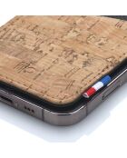 Porte-cartes adhésif pour smartphone en Liège Raph beige - 8x6.5 cm