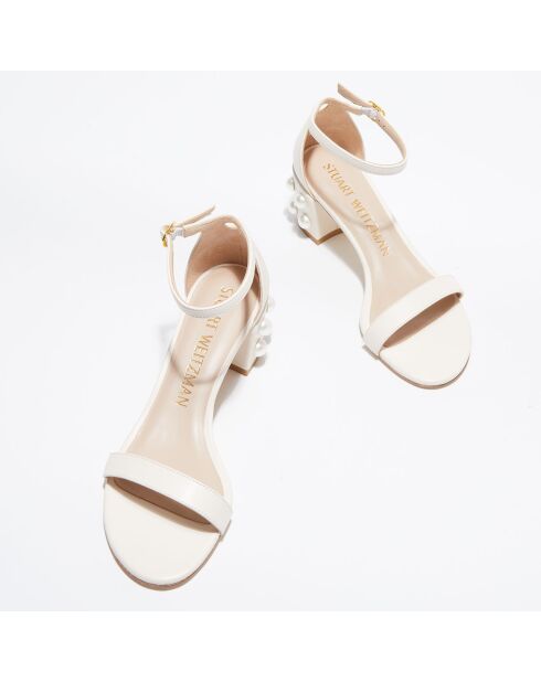 Sandales en Cuir Simple Pearls écrues - Talon 6,5 cm