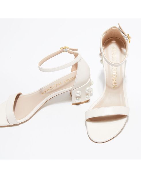 Sandales en Cuir Simple Pearls écrues - Talon 6,5 cm