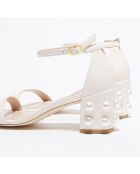 Sandales en Cuir Simple Pearls écrues - Talon 6,5 cm