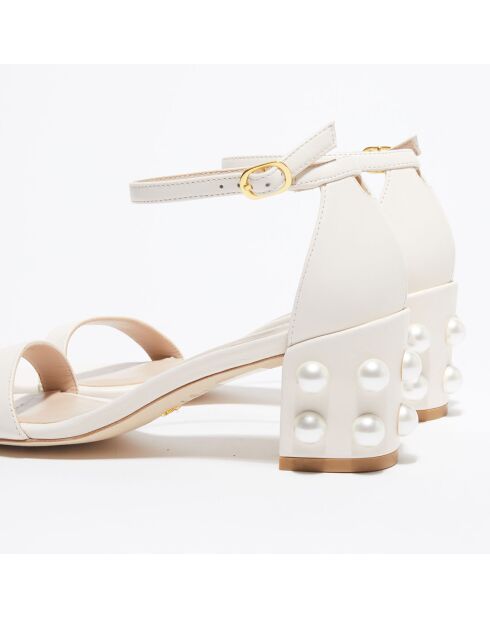 Sandales en Cuir Simple Pearls écrues - Talon 6,5 cm