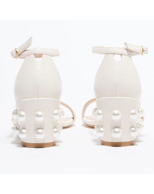 Sandales en Cuir Simple Pearls écrues - Talon 6,5 cm