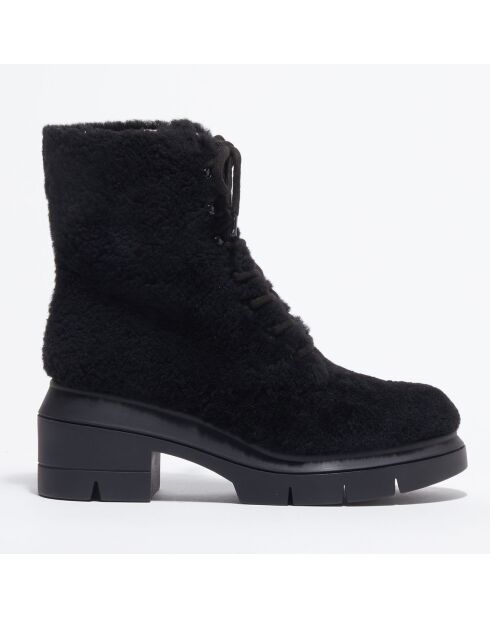 Boots en Peau de Mouton Nisha noires - Talon 7,5 cm
