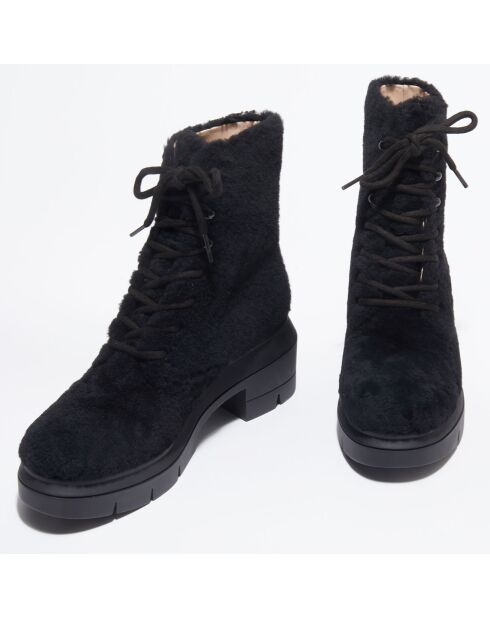 Boots en Peau de Mouton Nisha noires - Talon 7,5 cm