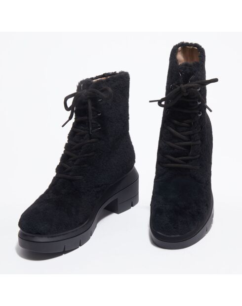 Boots en Peau de Mouton Nisha noires - Talon 7,5 cm