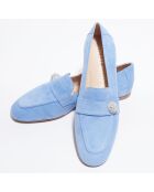 Mocassins en Velours de Cuir Payson Crystal bleus