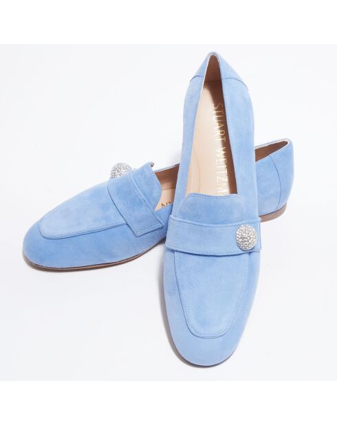 Mocassins en Velours de Cuir Payson Crystal bleus