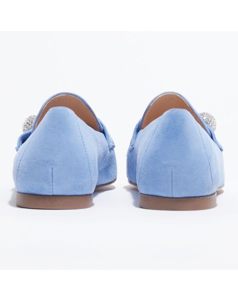 Mocassins en Velours de Cuir Payson Crystal bleus