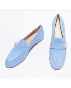 Mocassins en Velours de Cuir Payson Crystal bleus