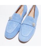 Mocassins en Velours de Cuir Payson Crystal bleus